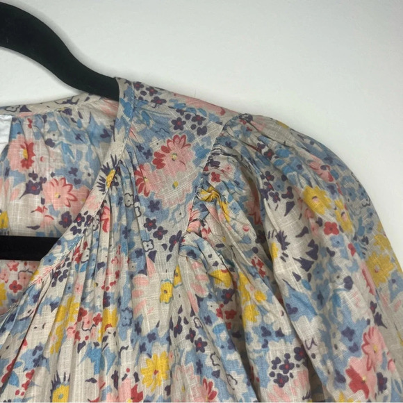 THE GREAT. Bonnet 100% Cotton Prairie Floral Boho Peasant Summer Midi Dress - Picture 11 of 16